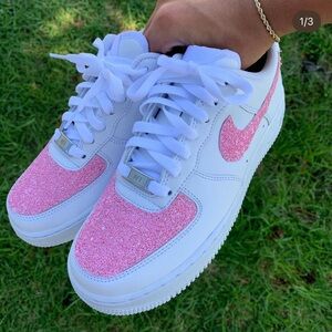 Nike Air Force 1 Women Hand Painted Glitter Sneakers Women’s Size 8.5 / Men’s 7